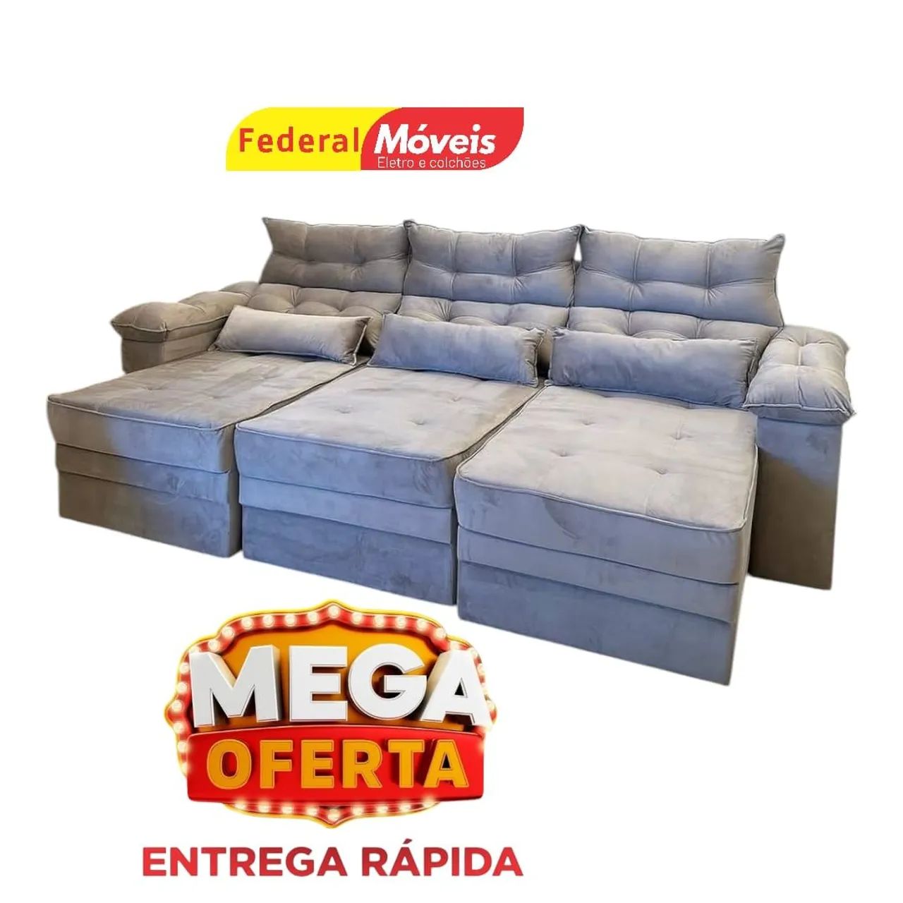 Sofá com 3 Lugares 2,90m Lindo - Visite nossa Loja!