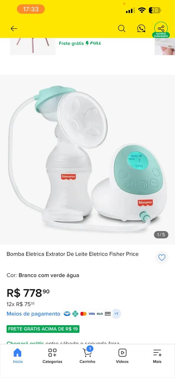 Extrator de leite elétrico 