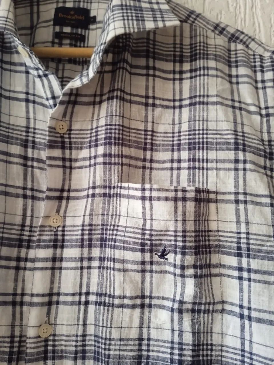 camisa xadrez brooksfield regular fit tam g - Foto 3
