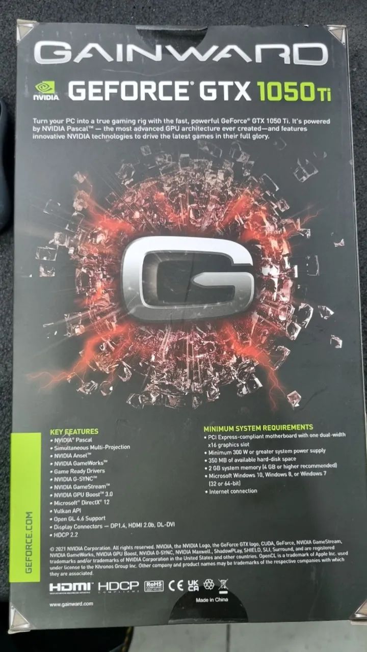 Placa de video Gainward Geforce GTX 1050TI 4GB