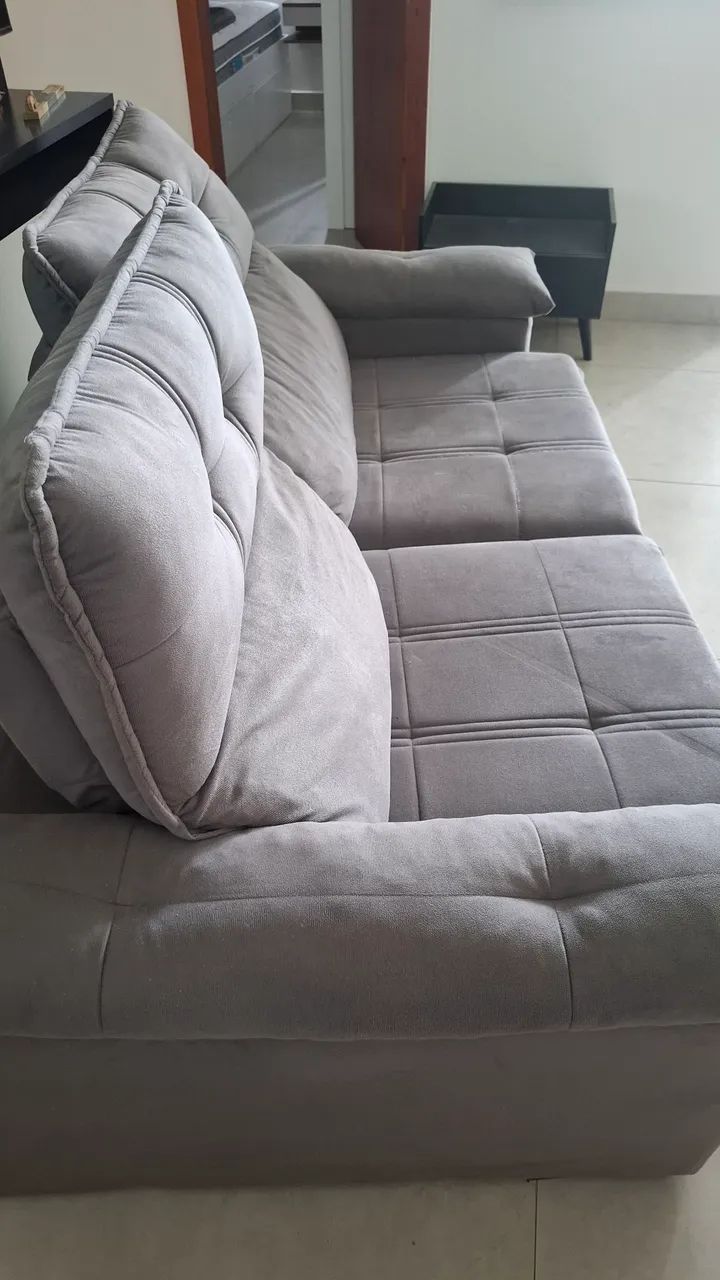Sofá  2 Lugares retrátil cinza - Foto 3