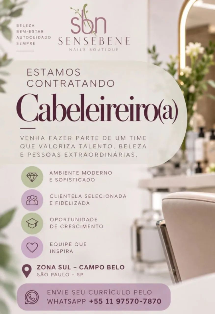 Estamos contratando CABELEIREIRO (A)
