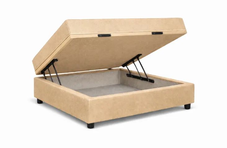 Box Baú Solteiro Suede Bege + Colchão D33 | Novo