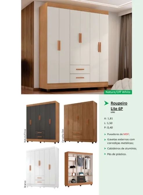 Guarda roupa casal. 6 portas 