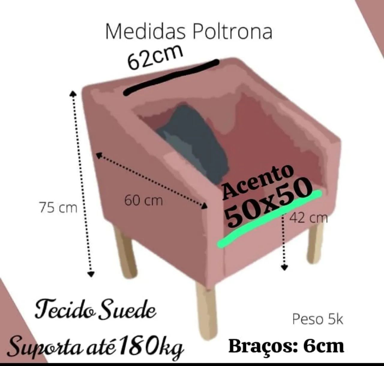 Poltronas Suede R$200.00 cada  - Foto 5