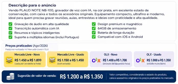 Gravador de Voz Plaud Note 64GB com IA - Foto 2