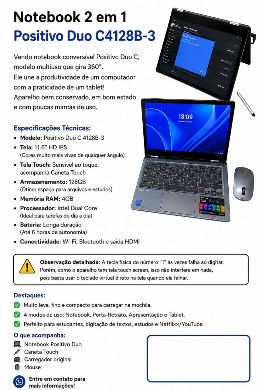 Notebook Positivo Duo,2 em 1 - Foto 5