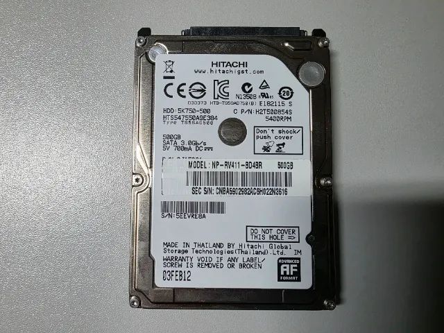 Hd Hitachi 2.5? 500Gb - Usado 