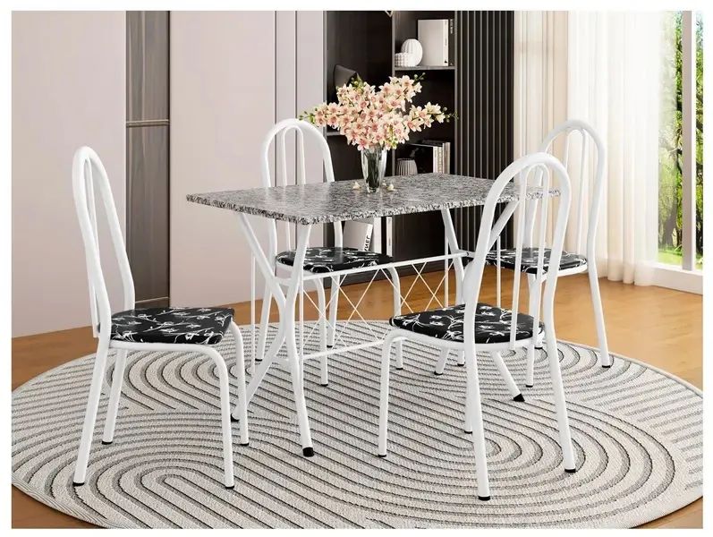 Mesa de Jantar 4 Cadeiras Retangular Branca Artefamol Ravena - Foto 3