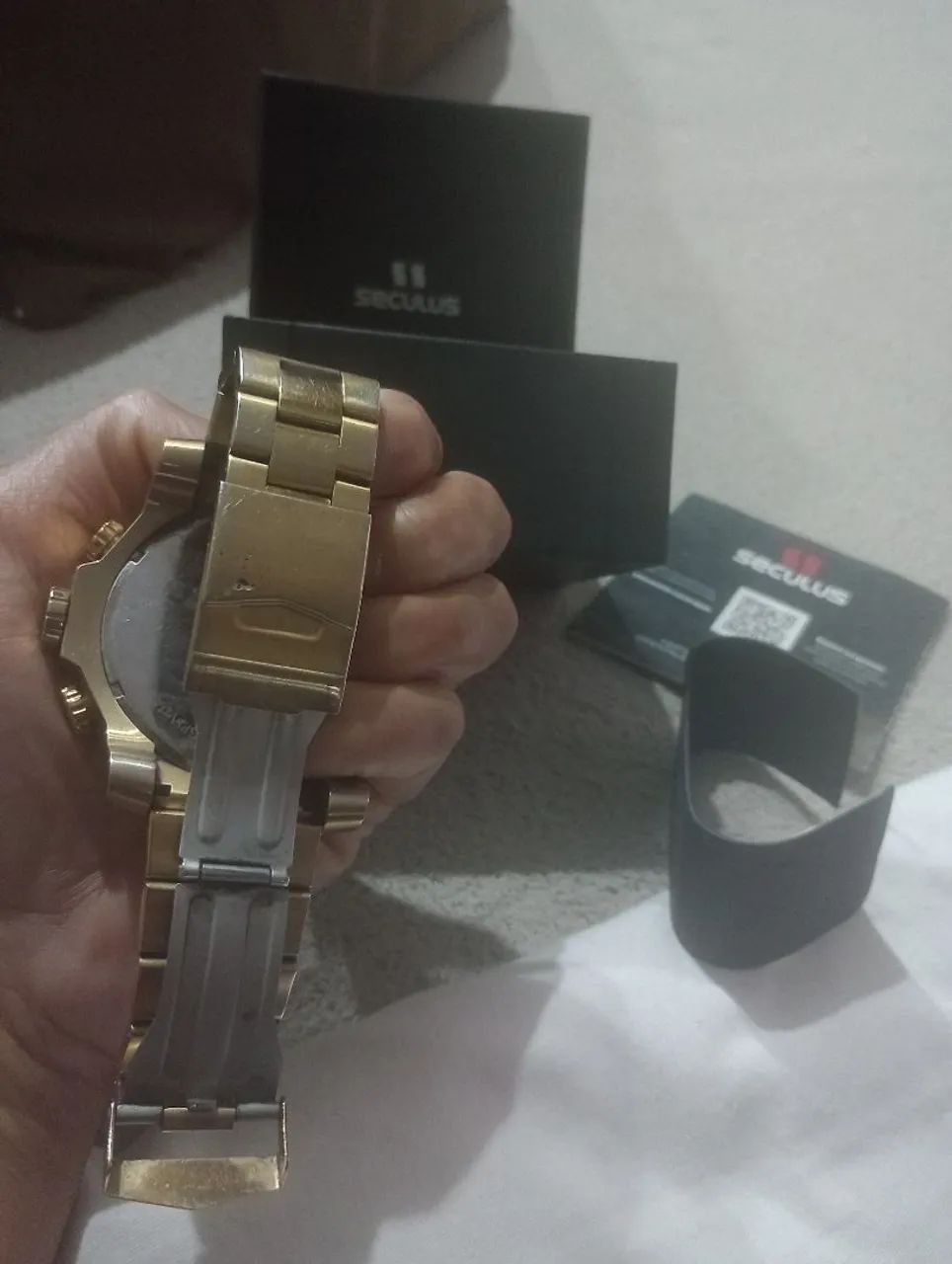 Vendo relógio seculus na cor dourada , usado em excelente estado  - Foto 2
