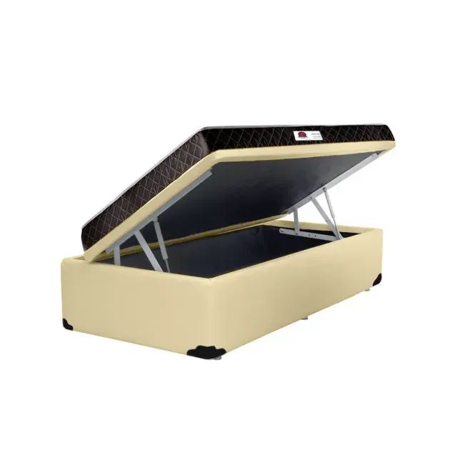 Colchão Solteiro Premium Ortobom + Base Baú Solteiro Suede Amarelo