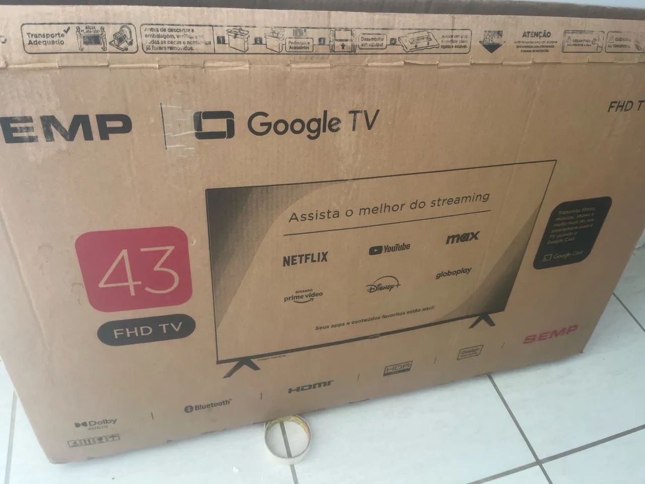 Tv led 43 polegadas TCL Google nova plástico 10 messes garantia