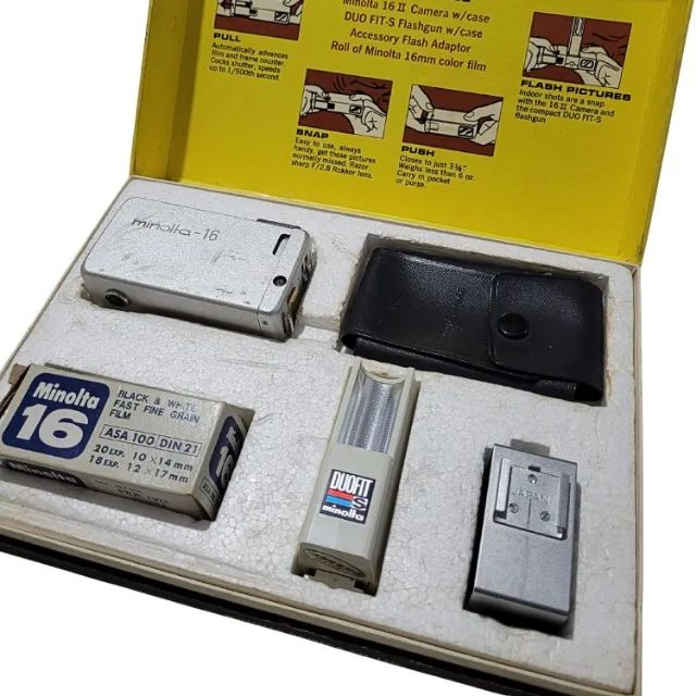 Minolta 16 II Kit Original - Clássico vintage para colecionador