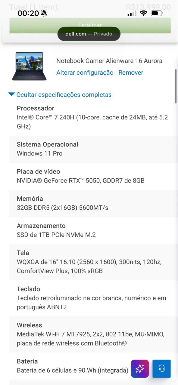 Alienware Aurora 16 7Gen Rtx 5050 - Foto 3