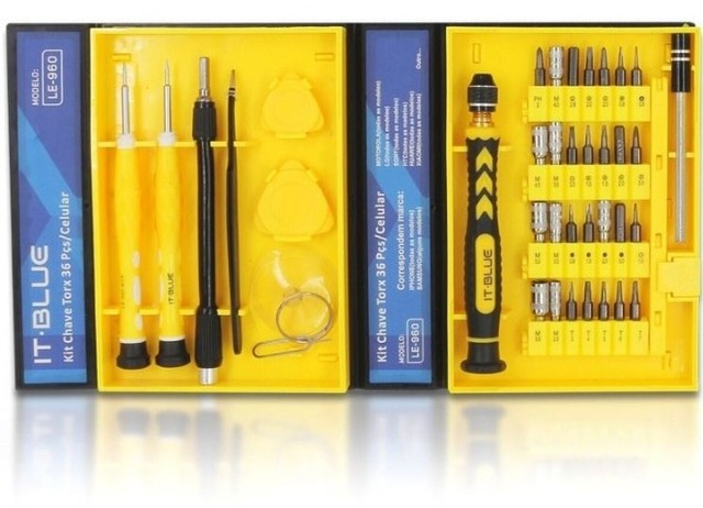 Kit Ferramentas 38 Chaves Celular Tablet Notebook Relógio Pc It Blue Novo 