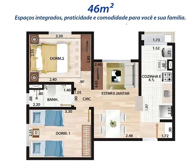 Apartamento com 2 dormitórios à venda, 48 m²Residencial Clube Aquaville - Paulínia/SP <br><br>