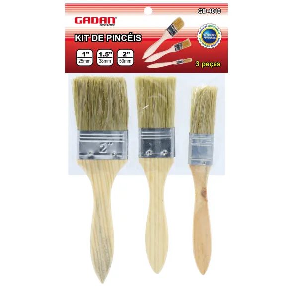 KIT PINCEL COM 3 PEÇAS - GADAN 