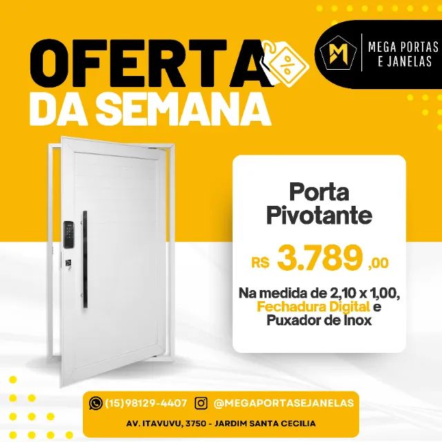 Porta Pivotante Alumínio Lambril Com Fechadura Digital