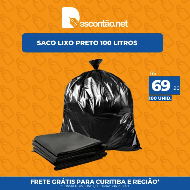 Saco de Lixo Preto Reforçado 60 LITROS - 1kg Saco de Lixo