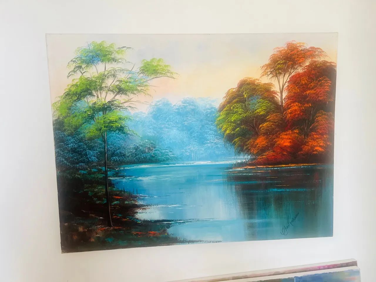 Quadro pintado a mão com flores branca 70x90 por 299,00 - Foto 2