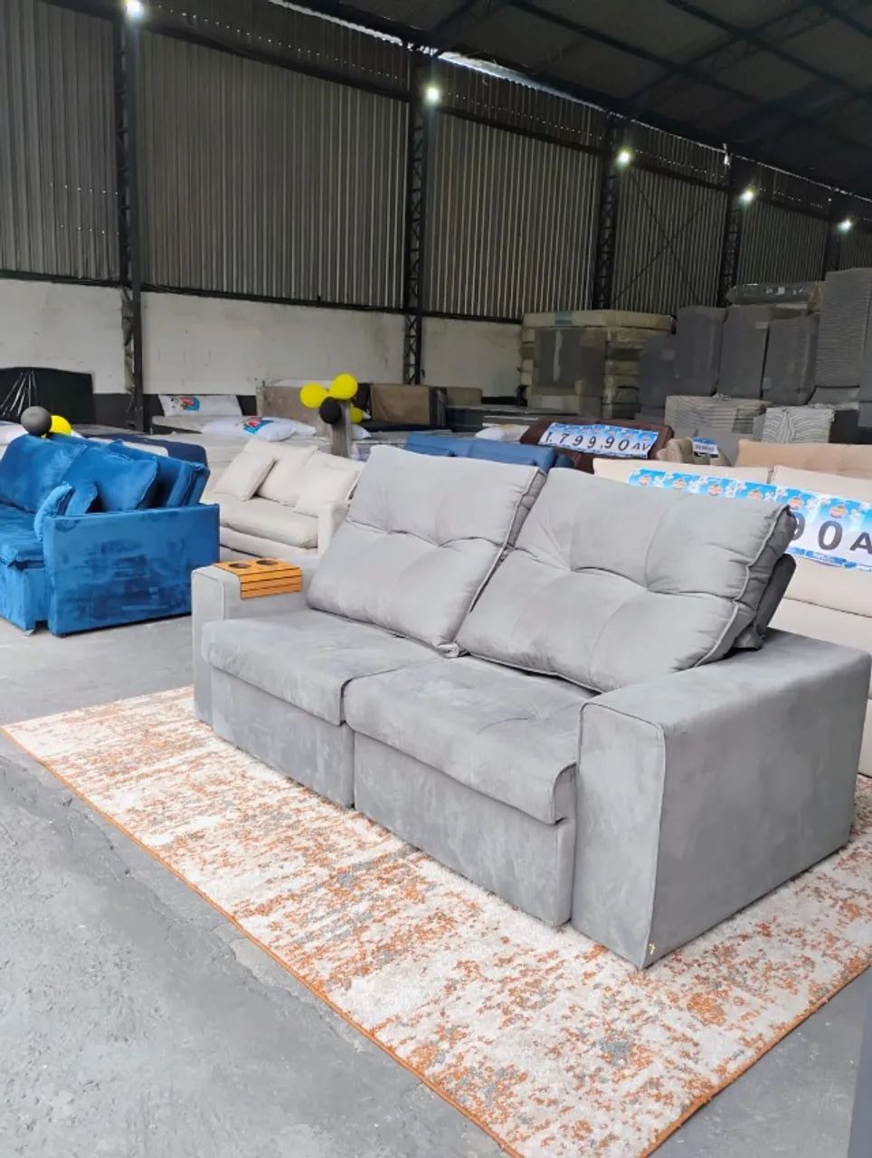 Sofá Retrátil Cinza Bélgica 2,30m (4 Lugares) - Foto 2