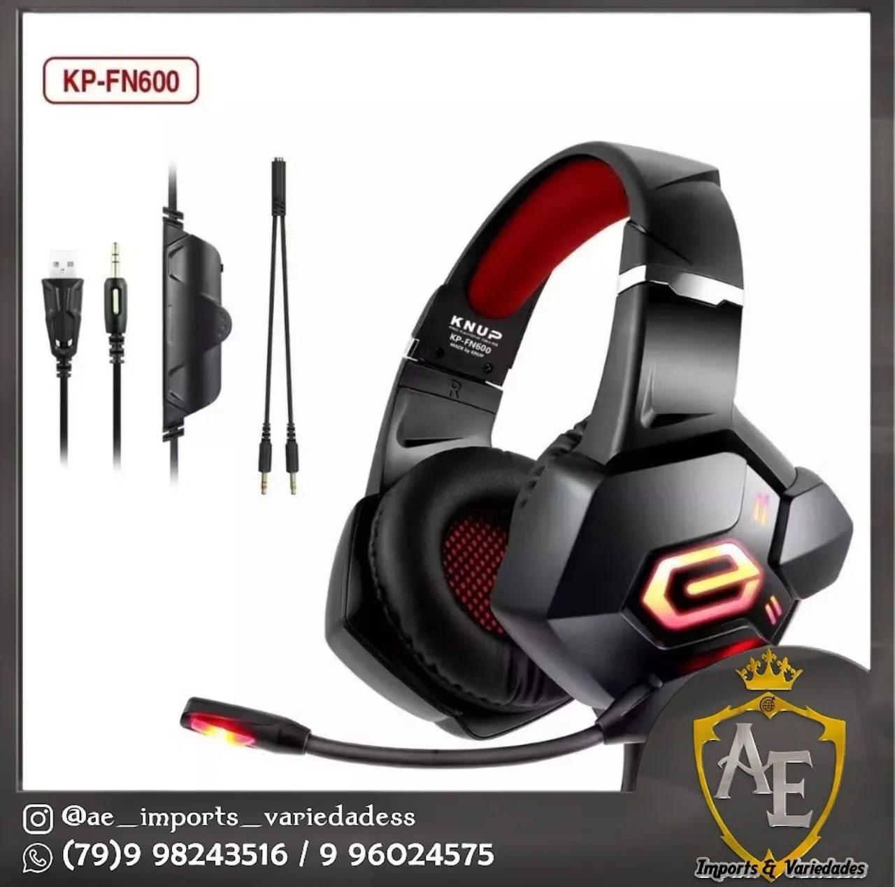 Headset Gamer KNUP KP-FN600 com Microfone - Novo ps4