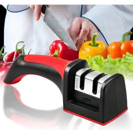 Amolador Afiador De Facas Em Aço Inox Com 3 Afiadores  - Foto 4