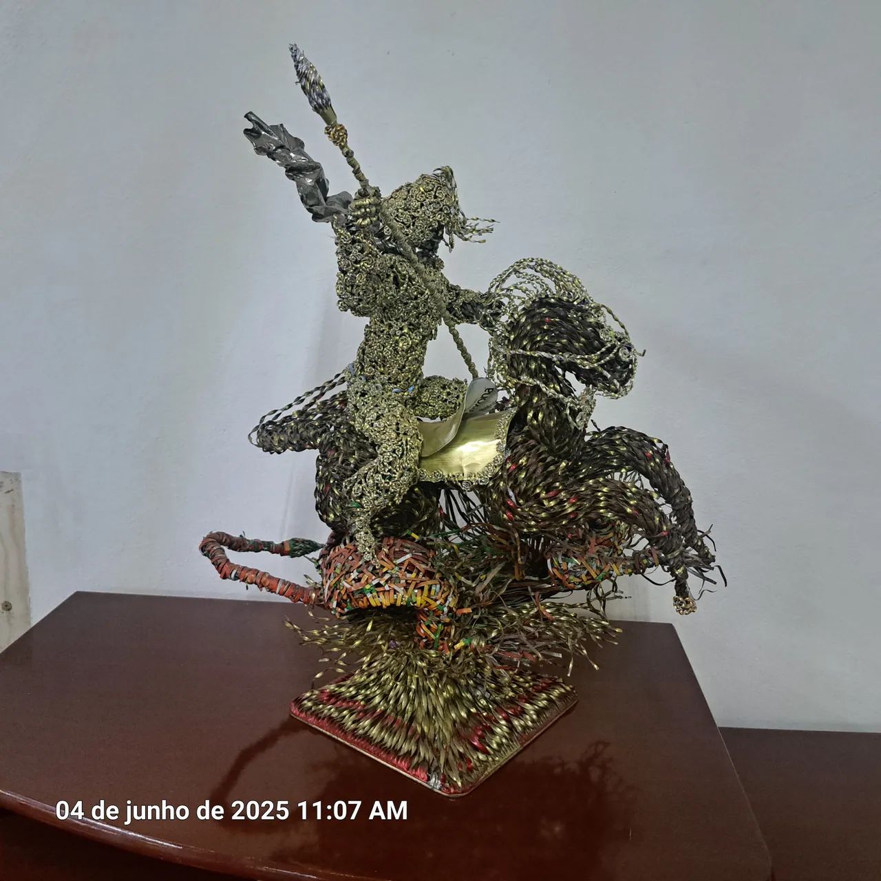 Escultura ferro e aço São Jorge