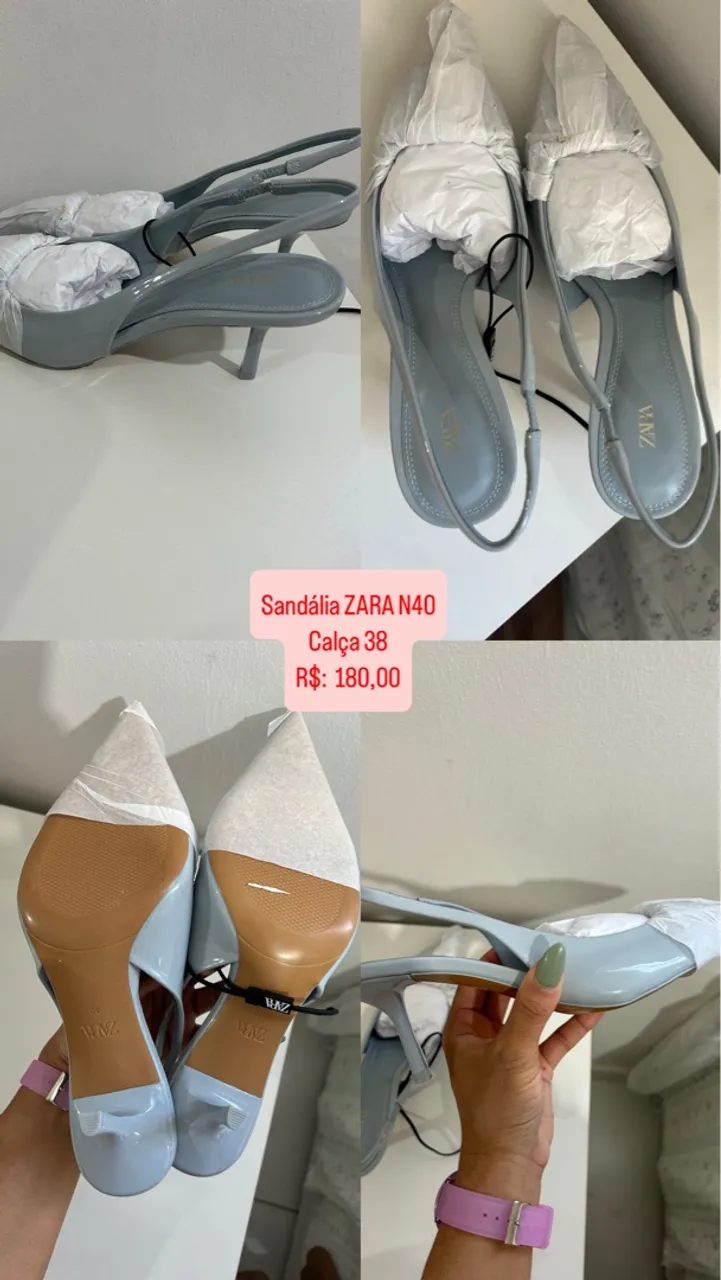Sandália Zara N40 e 37 Azul - Nova