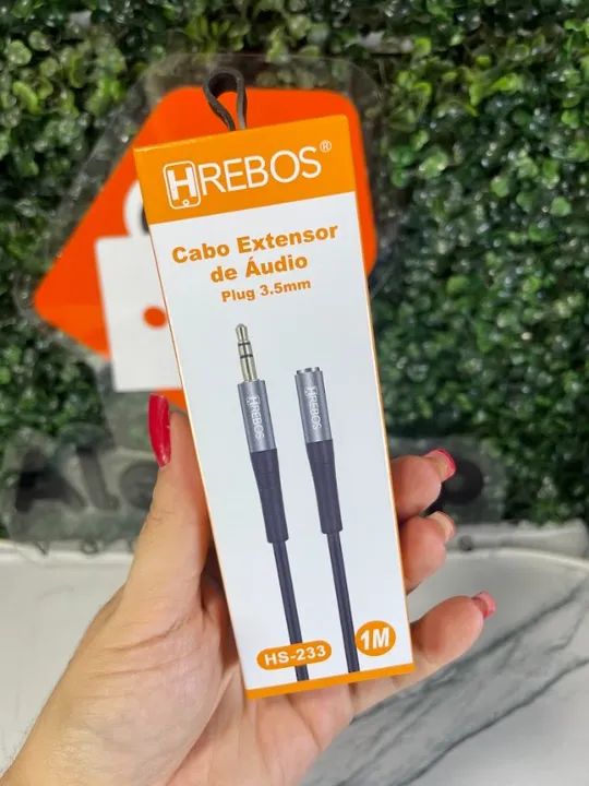 Cabo Extensor De Áudio Plug 3.5 Mm Hrebos Hs-233 1 Metro