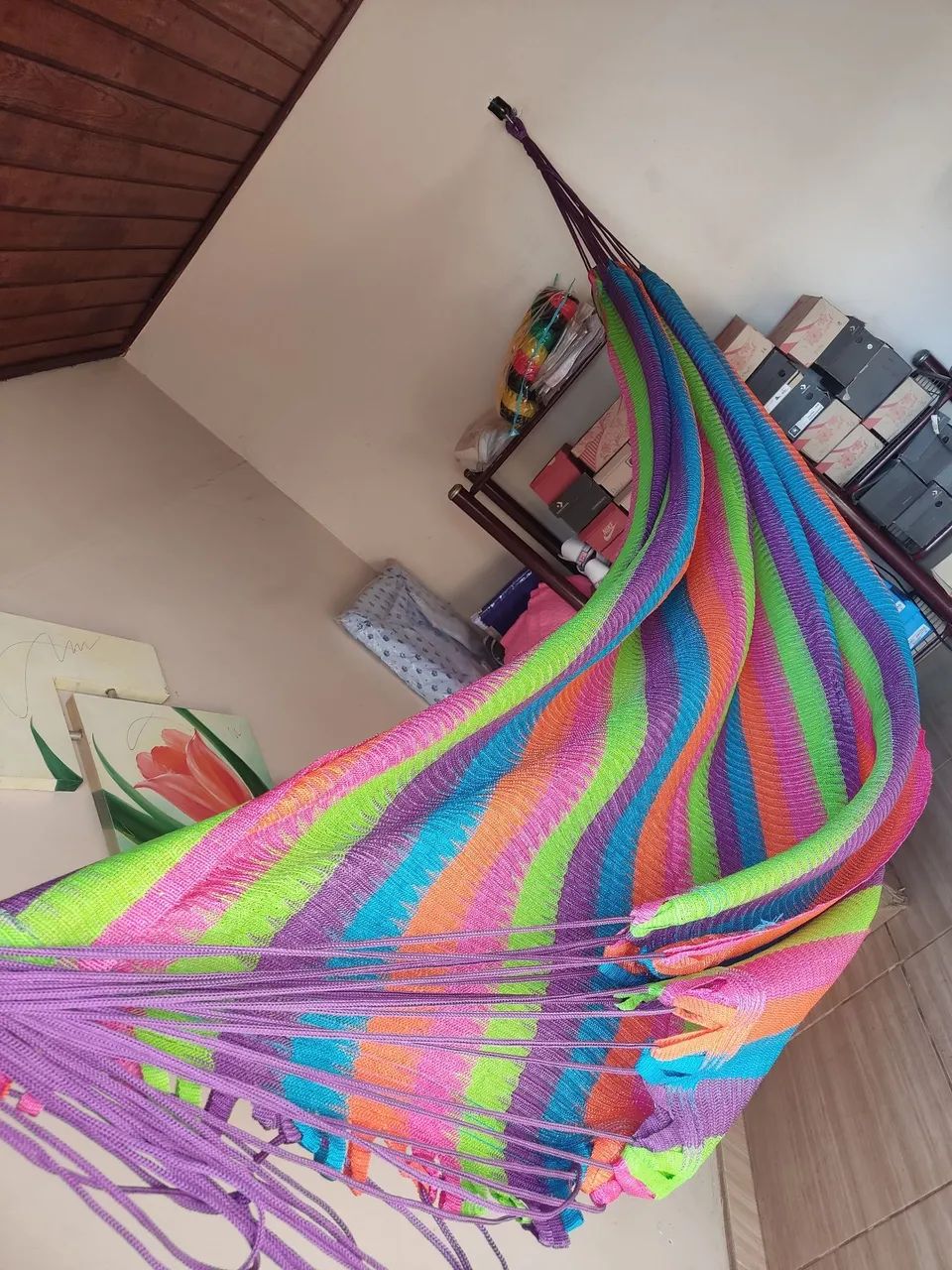 Rede de descanso colorida para área externa de nylon  - Foto 2
