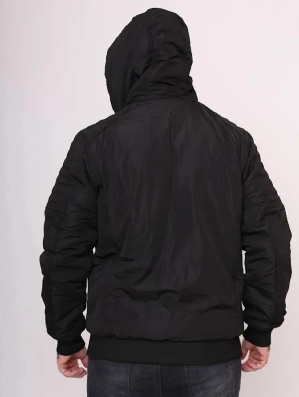 Jaqueta Bomber Masculina Preta com Capuz - Foto 3