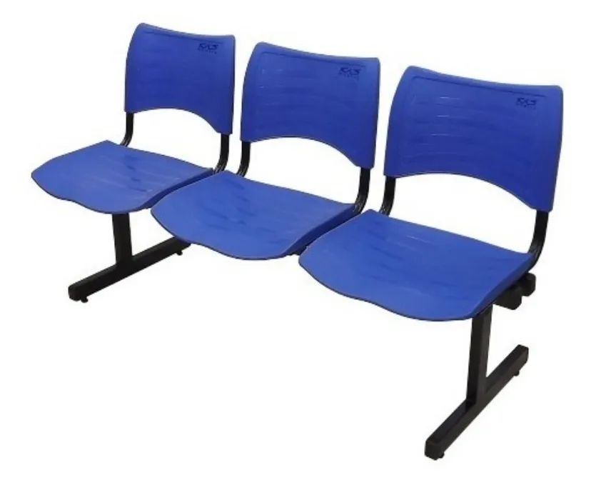 Conjunto de 3 Cadeiras para Escritório - Azul