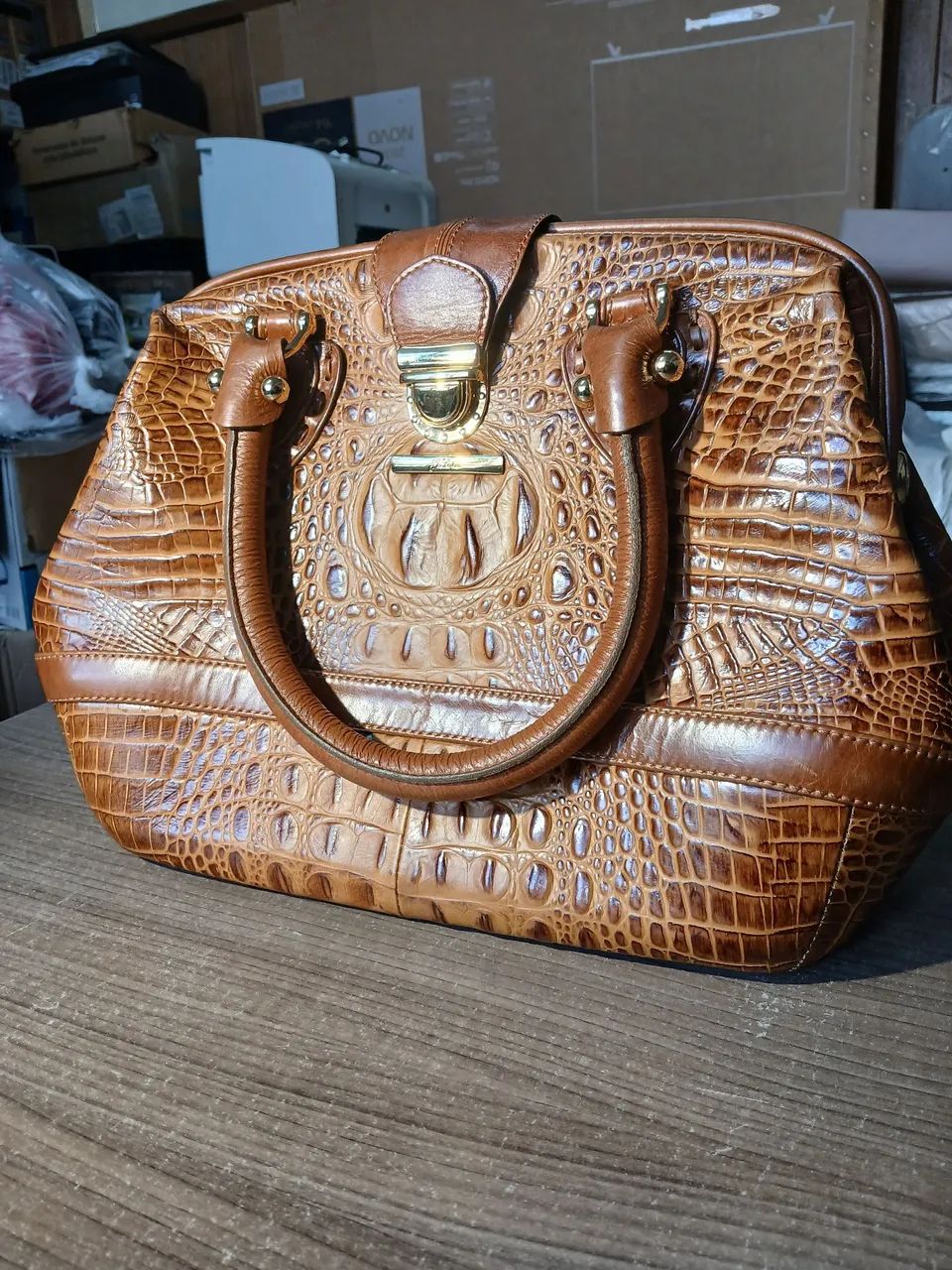 Bolsa Couro Cor Amêndoa Grande - Foto 2