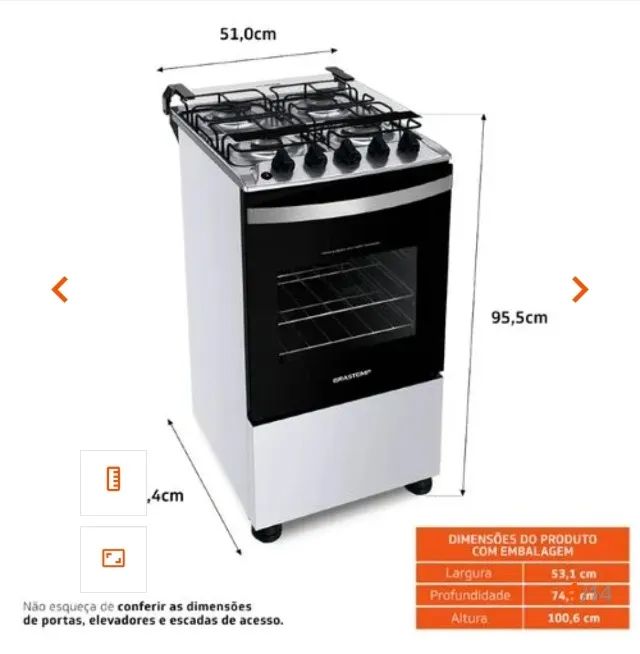 Fogão Brastemp 4 Bocas Branco com Duas Prateleiras com Alturas Ajustáveis - BFO4NBB - Foto 5