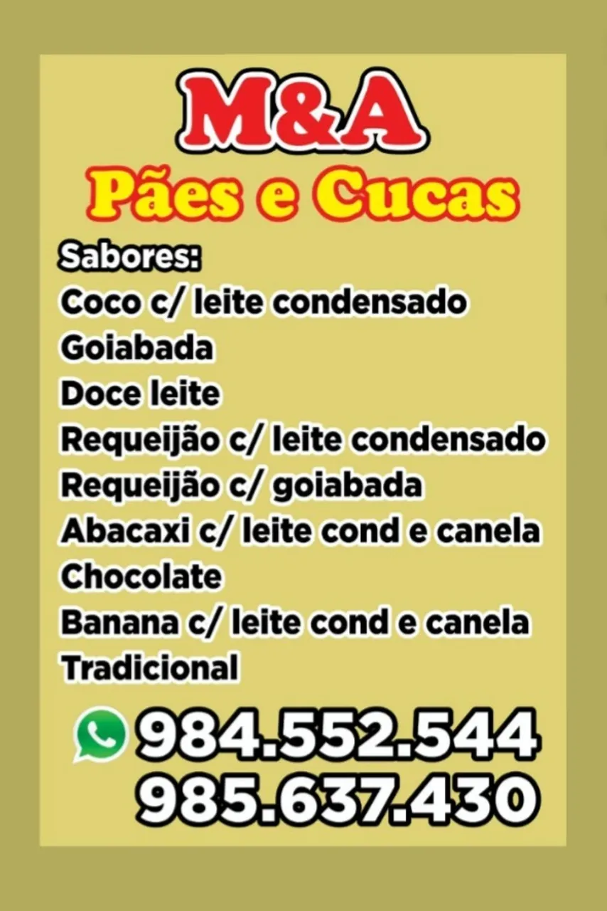 Pães e Cucas M&A - Sabores Tradicionais e Especiais