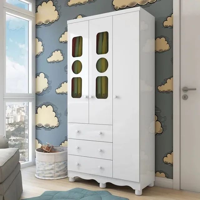 Guarda Roupa Infantil 3 Portas Tedy 100% MDF  - Foto 2