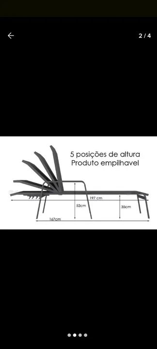 2 espreguiçadeiras de alumínio para jardim - Foto 2