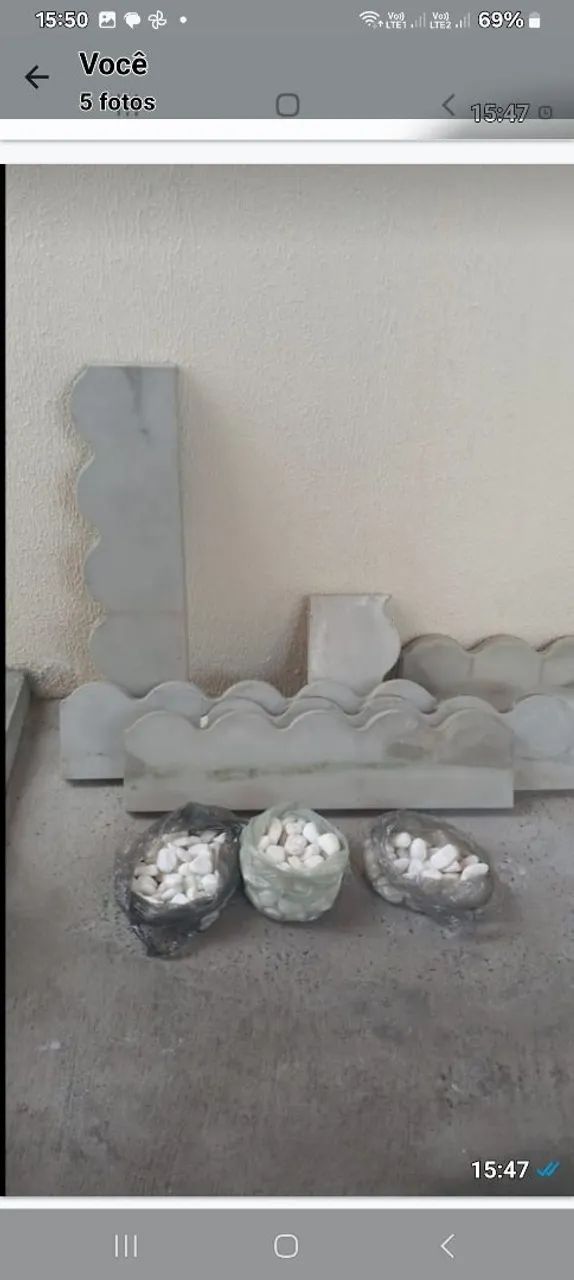 Grades,guias para jardim,pedras seixo,banca em metalon com tampa de granito.  - Foto 3