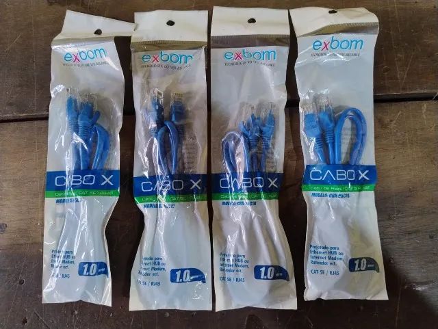 Kit c/ 04 Cabo De Rede 01 Metro cada Cat 5e RJ 45 Exbom