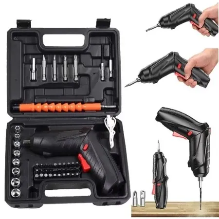 Kit Parafusadeira Mini Portátil Maleta com Acessórios - Nova