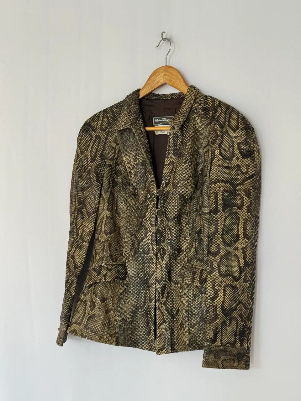 Jaqueta de couro de cobra Salvatore Ferragamo