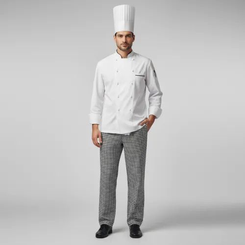 Uniforme Profissional Personalizado Chef De Cozinha Cozinheiro Pied Poule Quadriculada 