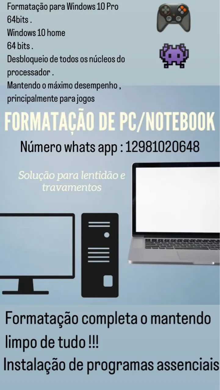 Formatação Windows 10 Pro/Home 418416987861176320