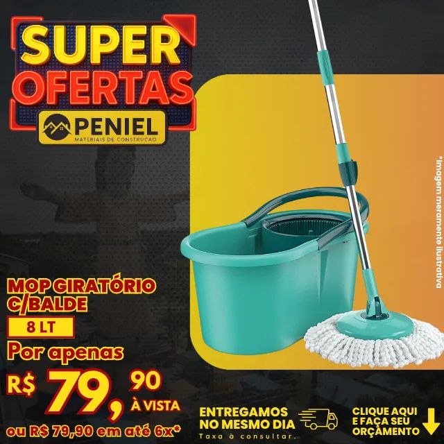 Mop Giratório com Balde 8L