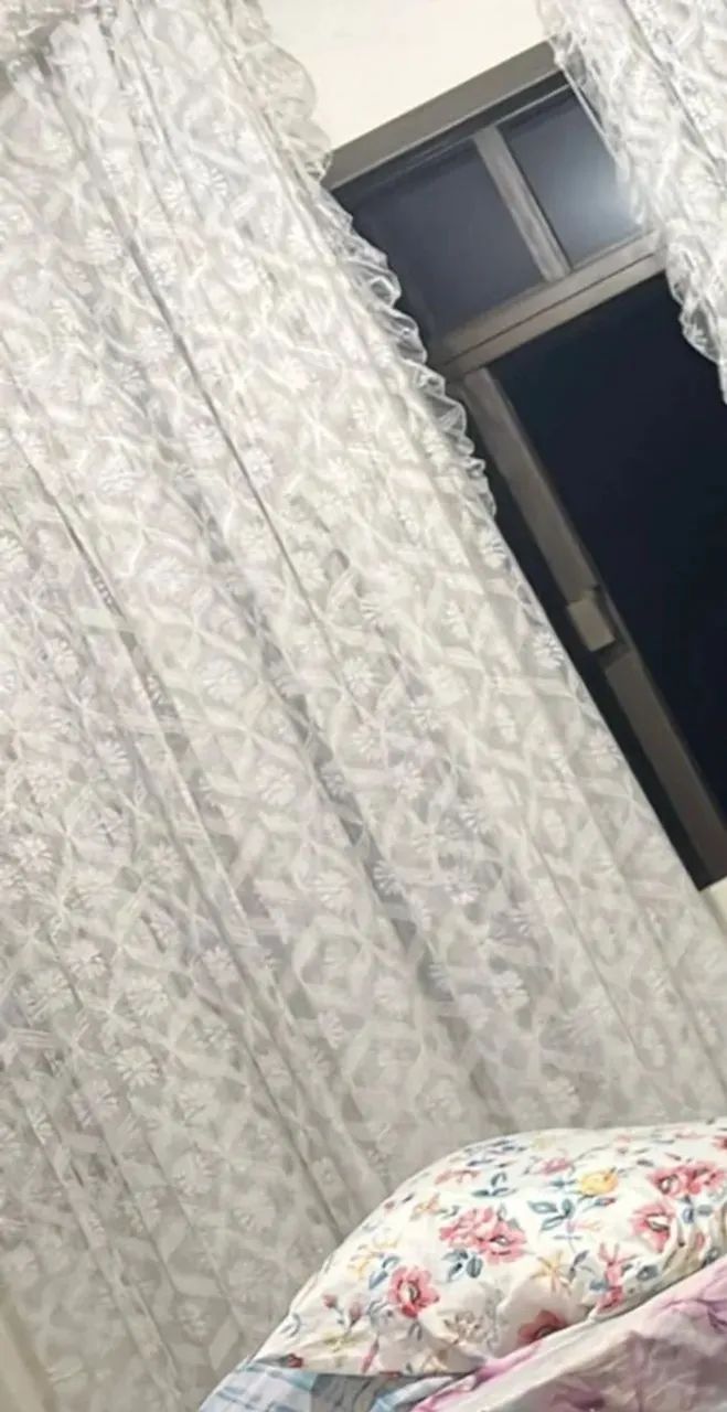  2 CORTINA DE RENDA BRANCA COM FORRO ELEGANTE E SOFISTICADA 