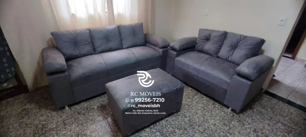 Sofá 2 e tres lugares Material suede D33 Braço Fofão Confortável Direto da Fábrica | Pront - Foto 2