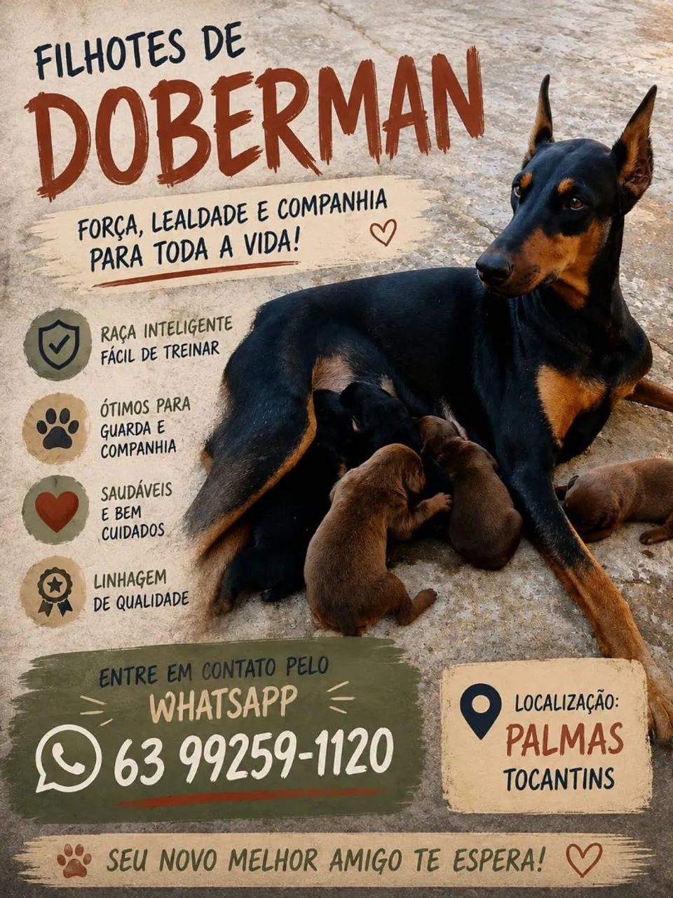 Filhotes de Doberman com 45 dias