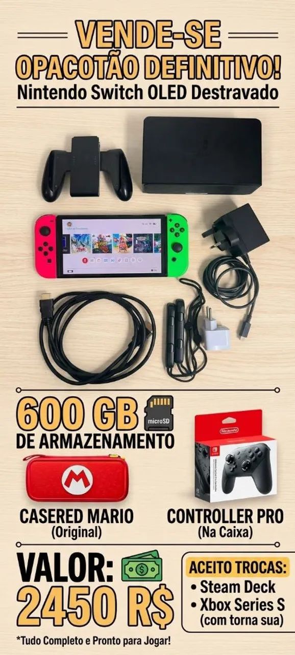 Nintendo switch OLED destravado 