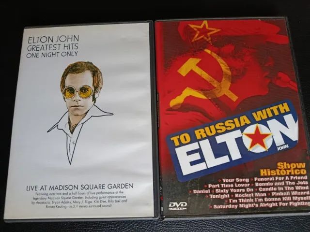 2 Dvd's Elton John: Greatest hits (One night only) + To Russia with Elton- perfeito estado
